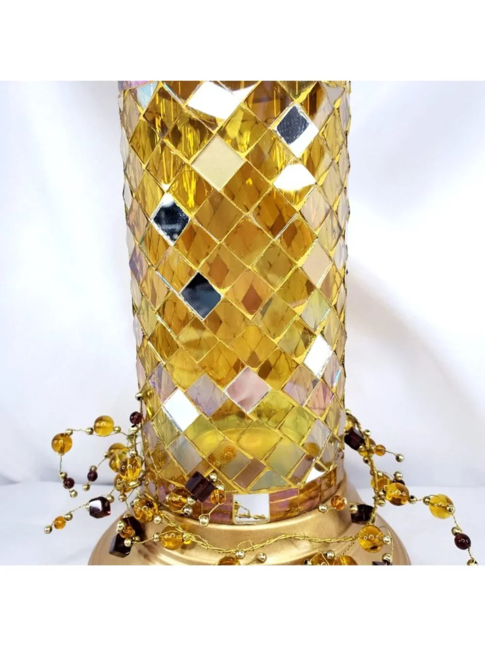 Partylite P9903 Gold Mosaic Column Candle Holder 9